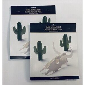 Lot 2 NEW Amscan Western Table Decorations- 3D Wood Party Centerpieces